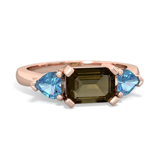 smoky quartz-blue topaz timeless ring