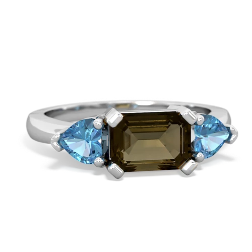 smoky quartz-blue topaz timeless ring