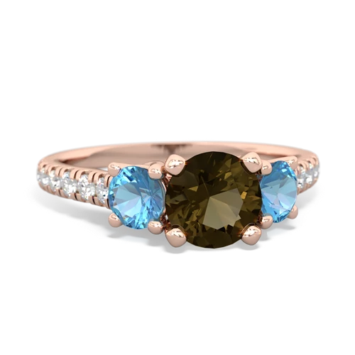 smoky quartz-blue topaz trellis pave ring