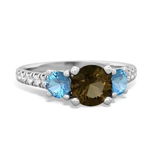 smoky quartz-blue topaz trellis pave ring