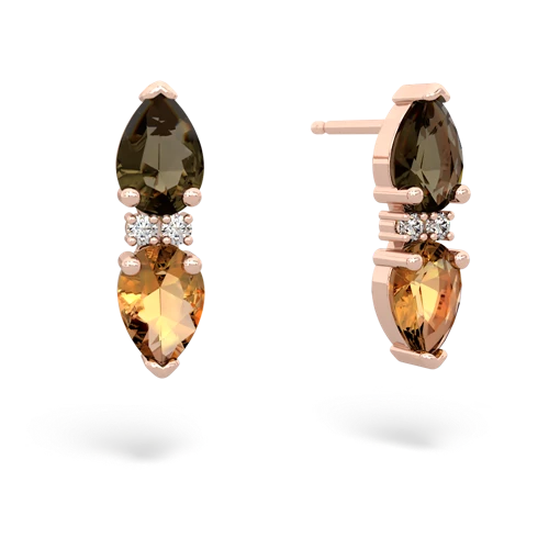 smoky quartz-citrine bowtie earrings