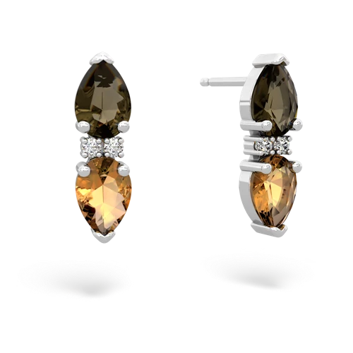 smoky quartz-citrine bowtie earrings