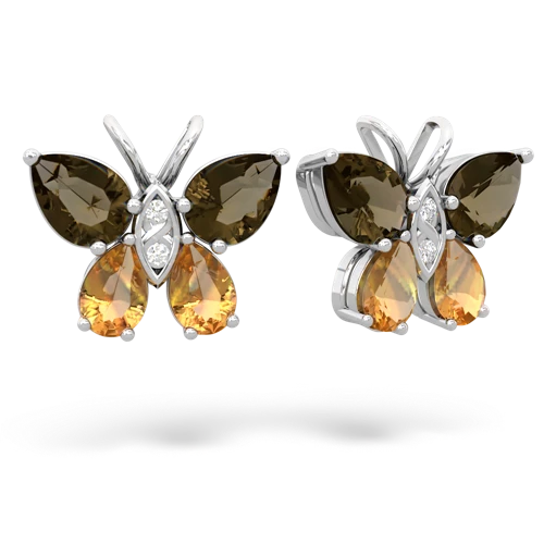 smoky quartz-citrine butterfly earrings