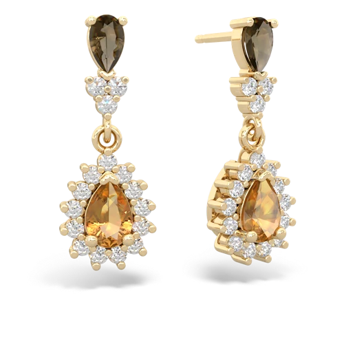 smoky quartz-citrine dangle earrings