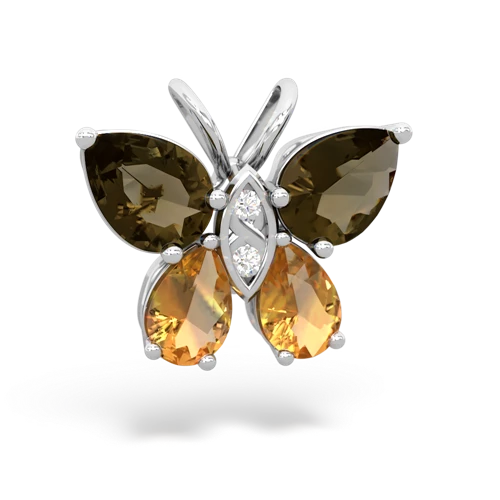 smoky quartz-citrine butterfly pendant