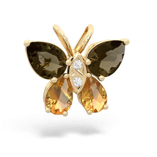 smoky quartz-citrine butterfly pendant