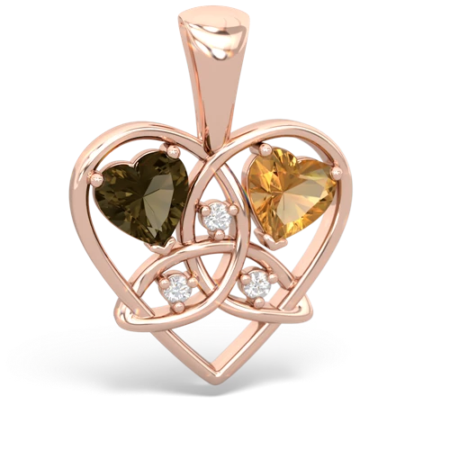 smoky quartz-citrine celtic heart pendant