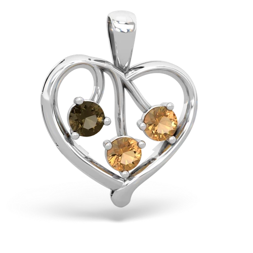 smoky quartz-citrine love heart pendant