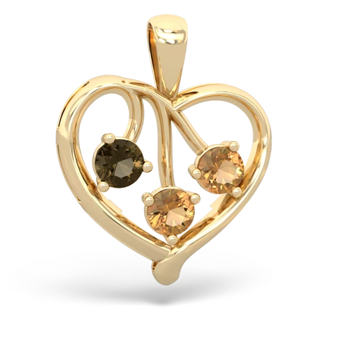 smoky quartz-citrine love heart pendant