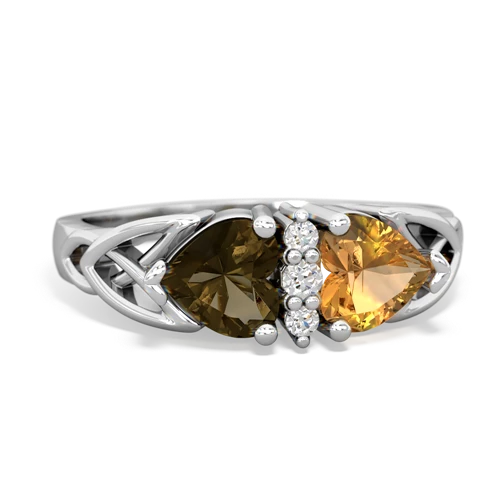 smoky quartz-citrine celtic ring