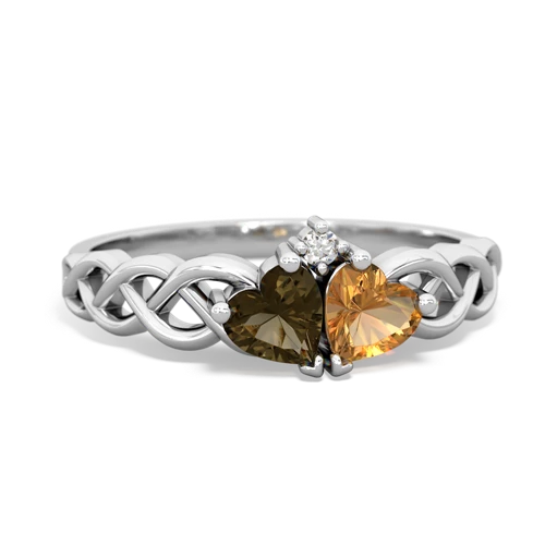 smoky quartz-citrine celtic braid ring