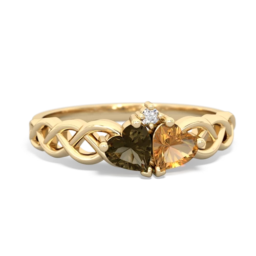 smoky quartz-citrine celtic braid ring