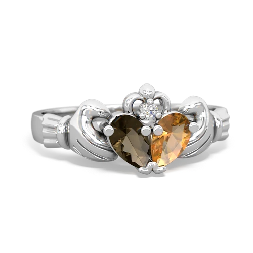 smoky quartz-citrine claddagh ring