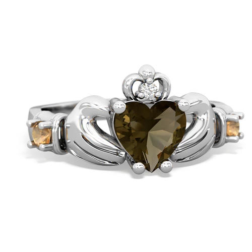 smoky quartz-citrine claddagh ring