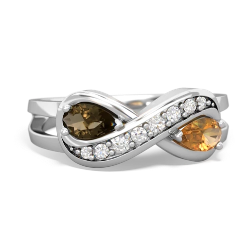 smoky quartz-citrine diamond infinity ring