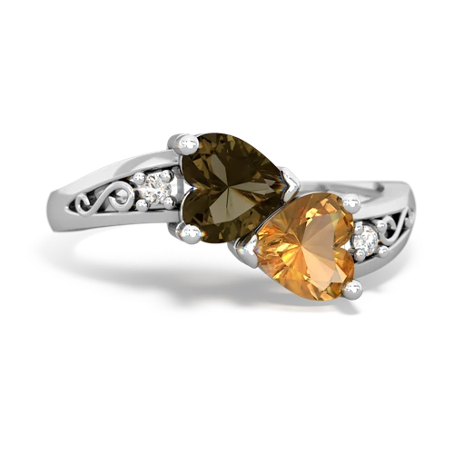 smoky quartz-citrine filligree ring