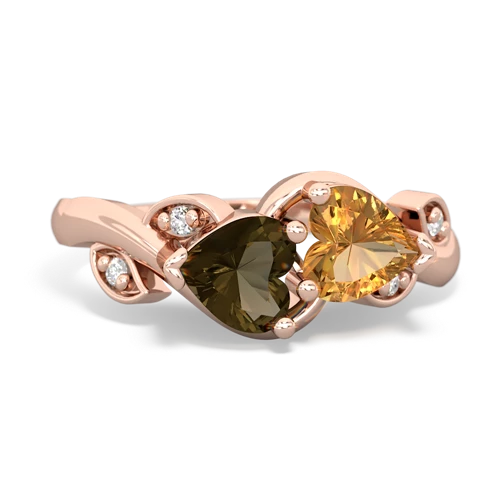 smoky quartz-citrine floral keepsake ring