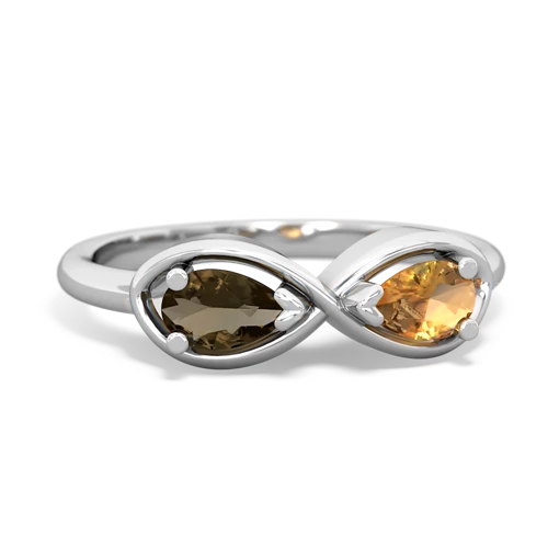 smoky quartz-citrine infinity ring