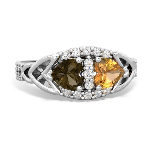 smoky quartz-citrine keepsake engagement ring