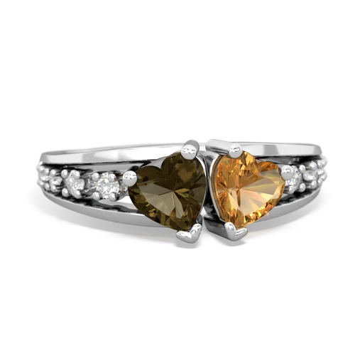 smoky quartz-citrine modern ring