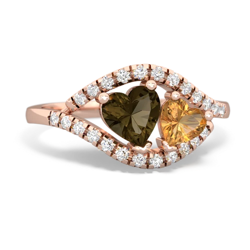 smoky quartz-citrine mother child ring