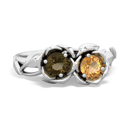 smoky quartz-citrine roses ring