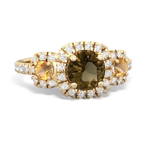 smoky quartz-citrine three stone regal ring