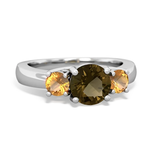 Smoky Quartz Genuine Smoky Quartz with Genuine Citrine and Genuine Black Onyx Three Stone Trellis ring Ring