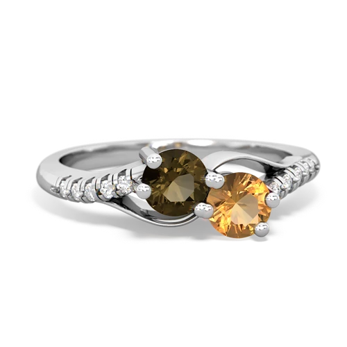 smoky quartz-citrine two stone infinity ring