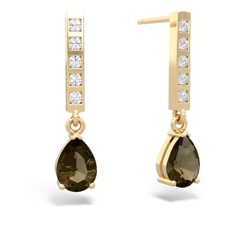 smoky quartz diamond drop earrings