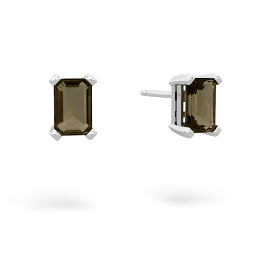 smoky quartz emerald cut stud earrings