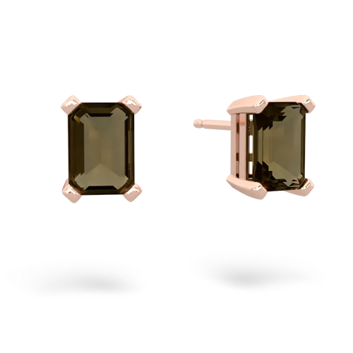 smoky quartz emerald cut stud earrings