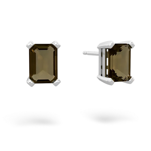 smoky quartz emerald cut stud earrings