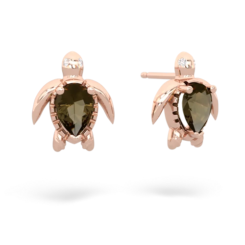 smoky quartz sea turtle earrings