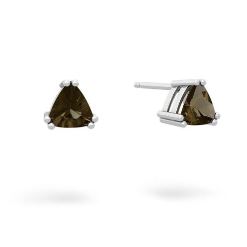 smoky quartz trillion stud earrings