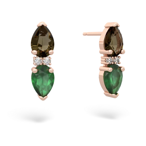 smoky quartz-emerald bowtie earrings