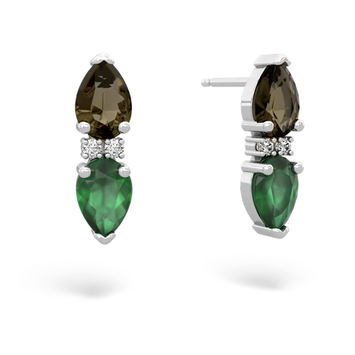 smoky quartz-emerald bowtie earrings