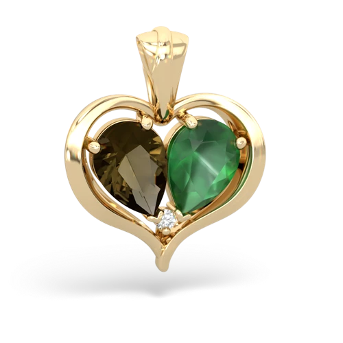 smoky quartz-emerald half heart whole pendant