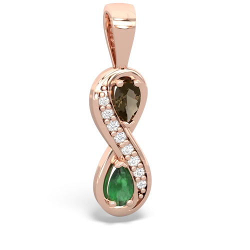 smoky quartz-emerald keepsake infinity pendant