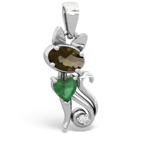 smoky quartz-emerald kitten pendant