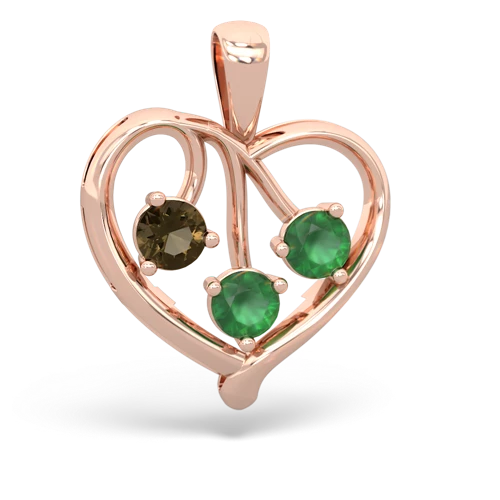 smoky quartz-emerald love heart pendant