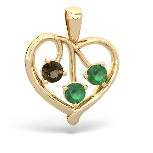 smoky quartz-emerald love heart pendant
