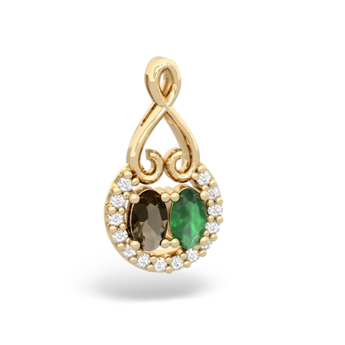 smoky quartz-emerald love nest pendant