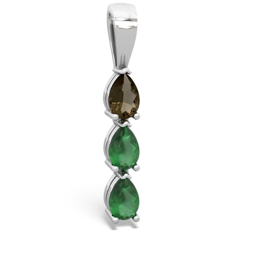 Genuine Smoky Quartz with Genuine Emerald and Genuine London Blue Topaz Three Stone pendant
