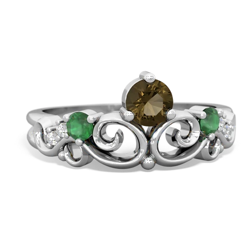 smoky quartz-emerald crown keepsake ring