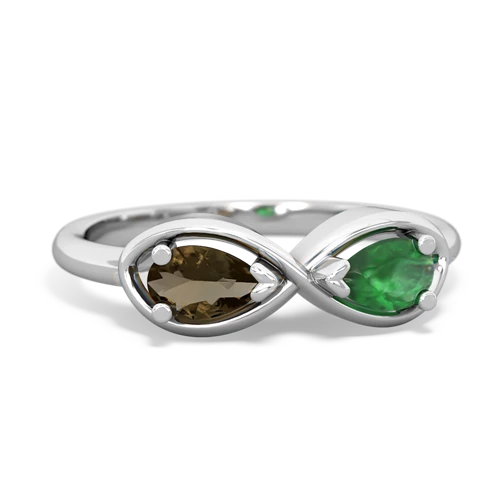smoky quartz-emerald infinity ring