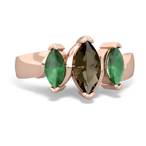 smoky quartz-emerald keepsake ring