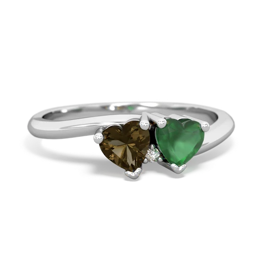 smoky quartz-emerald sweethearts promise ring