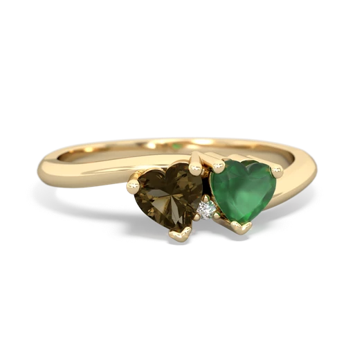 smoky quartz-emerald sweethearts promise ring