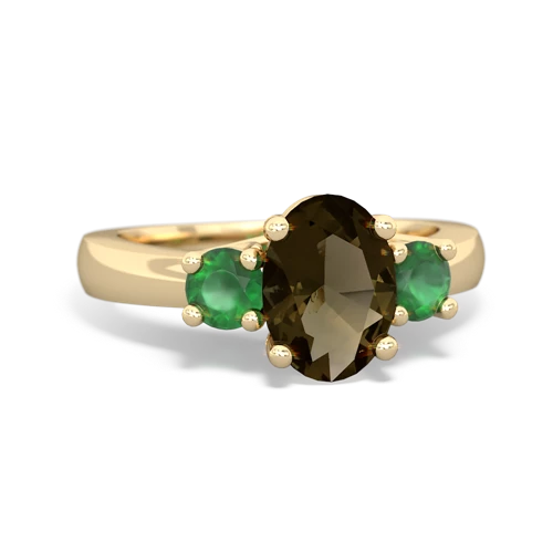 smoky quartz-emerald timeless ring